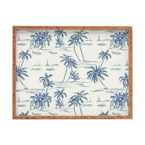 Anis Illustration Blue Beach Pattern Rectangular Tray