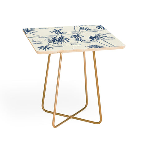 Anis Illustration Blue Beach Pattern Side Table