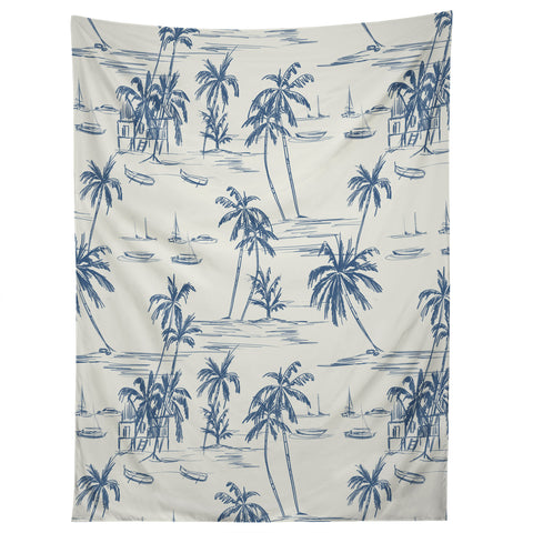 Anis Illustration Blue Beach Pattern Tapestry