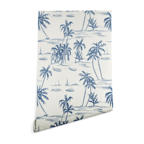 Anis Illustration Blue Beach Pattern Wallpaper