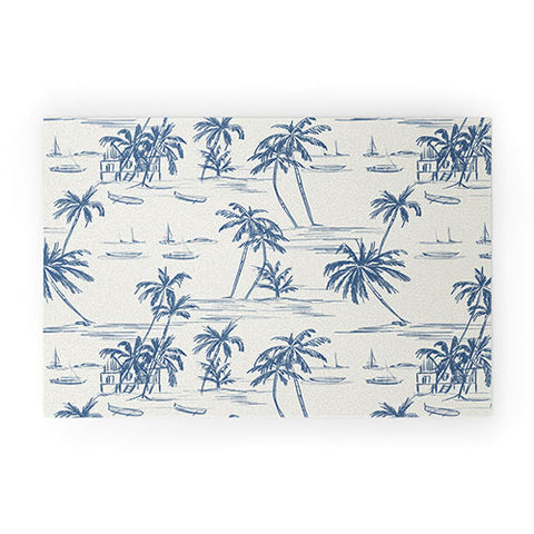 Anis Illustration Blue Beach Pattern Welcome Mat