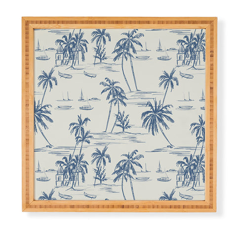 Anis Illustration Blue Beach Pattern Framed Wall Art