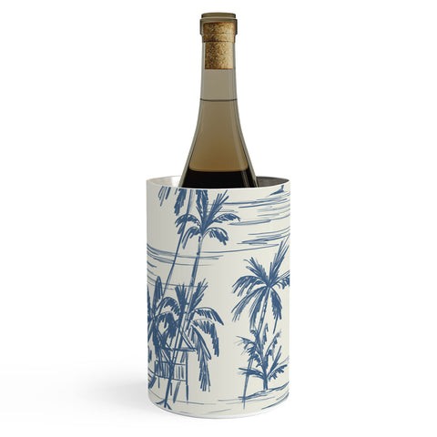 Anis Illustration Blue Beach Pattern Wine Chiller