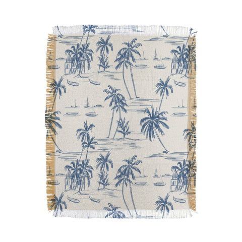 Anis Illustration Blue Beach Pattern Throw Blanket