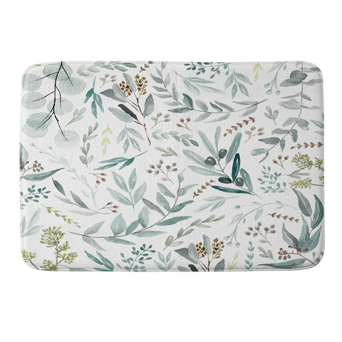 Anis Illustration Botanical Eucalyptus Leaves Memory Foam Bath Mat