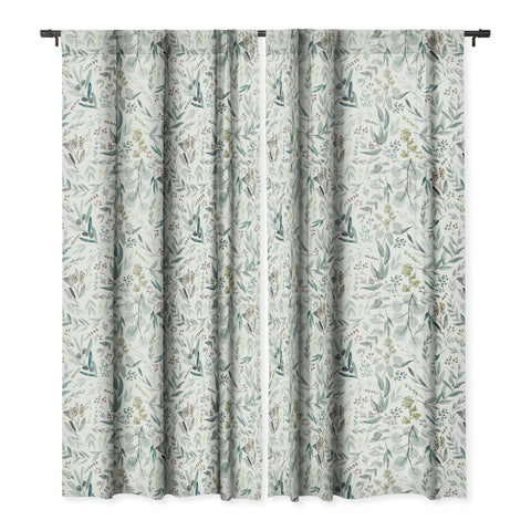 Anis Illustration Botanical Eucalyptus Leaves Blackout Window Curtain