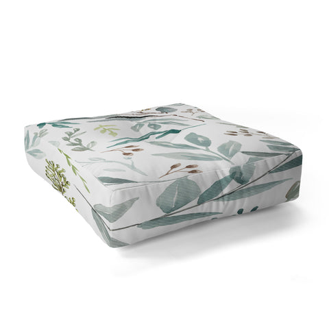 Anis Illustration Botanical Eucalyptus Leaves Floor Pillow Square