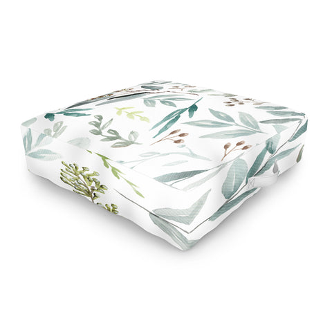 Anis Illustration Botanical Eucalyptus Leaves Outdoor Floor Cushion