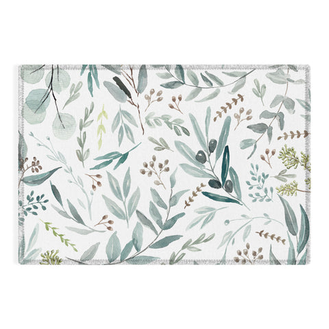 Anis Illustration Botanical Eucalyptus Leaves Outdoor Rug