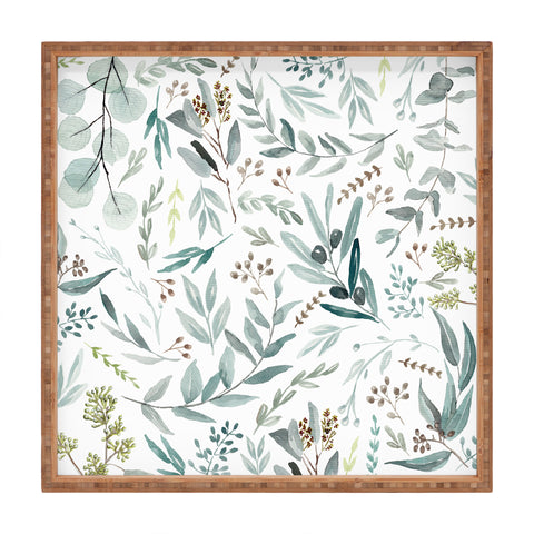 Anis Illustration Botanical Eucalyptus Leaves Square Tray