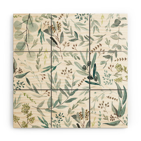 Anis Illustration Botanical Eucalyptus Leaves Wood Wall Mural
