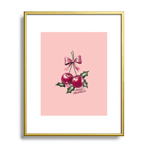 Anis Illustration Cherry Christmas Metal Framed Art Print