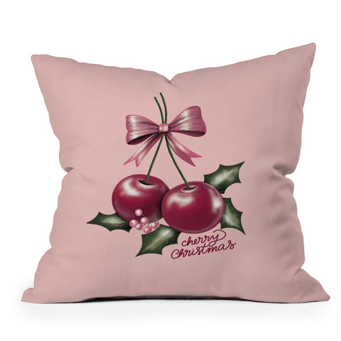 Anis Illustration Cherry Christmas Throw Pillow