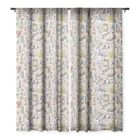 Anis Illustration Cucina Italiana Food Recipe Sheer Window Curtain
