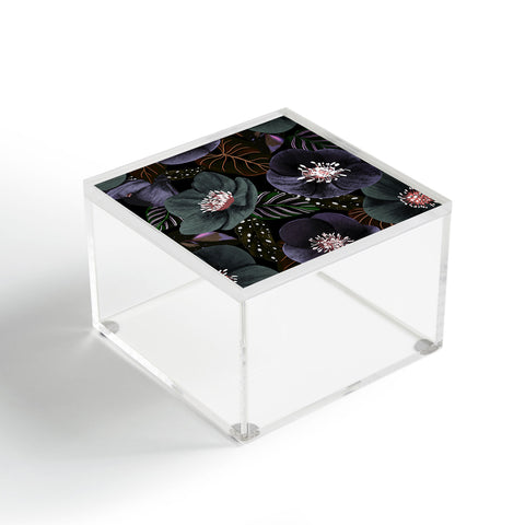 Anis Illustration Dark Flowers Pattern Acrylic Box
