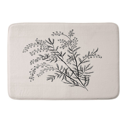 Anis Illustration Minimal Acacia Branch Memory Foam Bath Mat