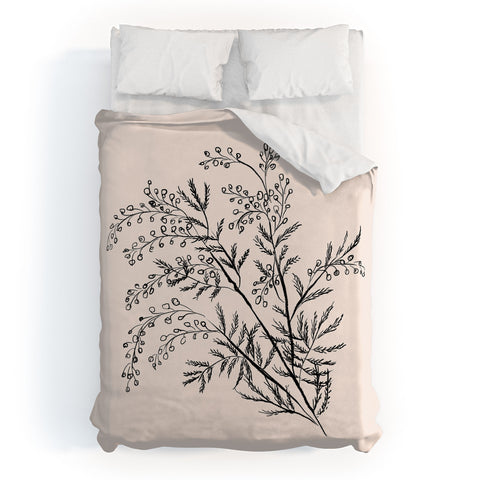 Anis Illustration Minimal Acacia Branch Duvet Cover