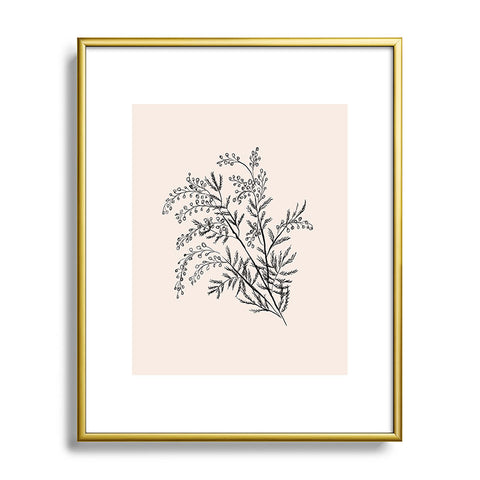Anis Illustration Minimal Acacia Branch Metal Framed Art Print
