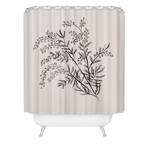 Anis Illustration Minimal Acacia Branch Shower Curtain