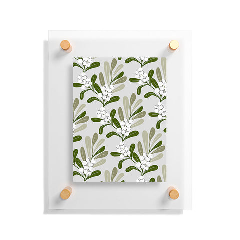 Anis Illustration Mistletoe Pattern Green Floating Acrylic Print