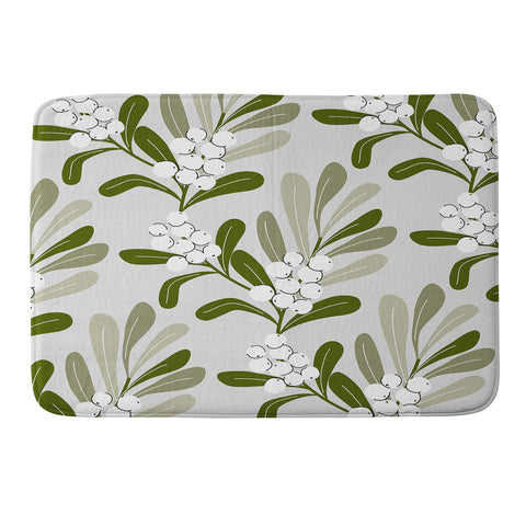 Anis Illustration Mistletoe Pattern Green Memory Foam Bath Mat