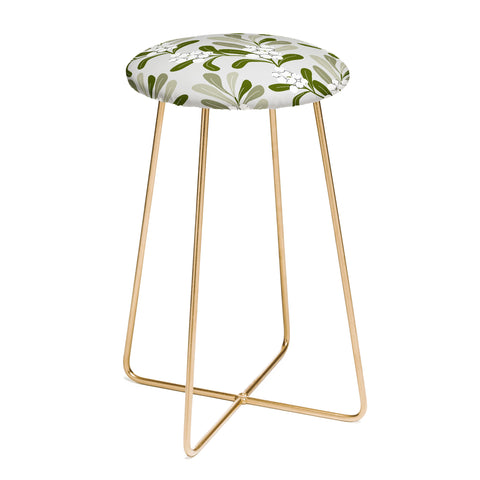 Anis Illustration Mistletoe Pattern Green Counter Stool