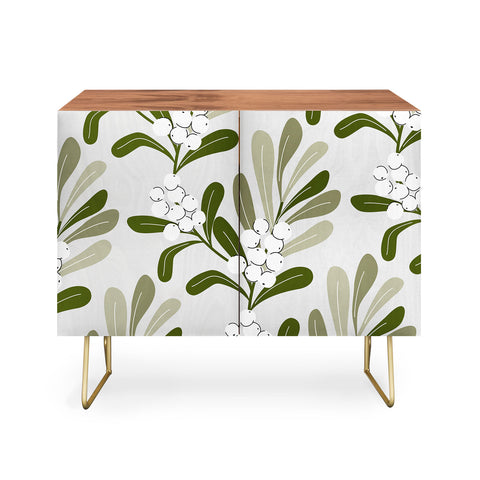 Anis Illustration Mistletoe Pattern Green Credenza