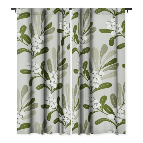 Anis Illustration Mistletoe Pattern Green Blackout Non Repeat