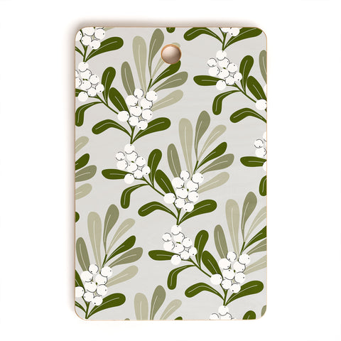 Anis Illustration Mistletoe Pattern Green Cutting Board Rectangle