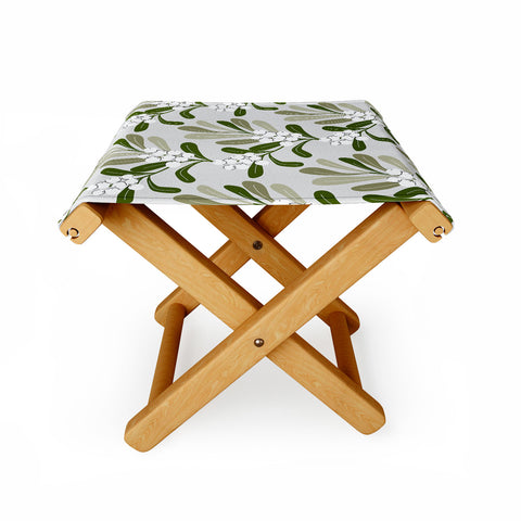 Anis Illustration Mistletoe Pattern Green Folding Stool