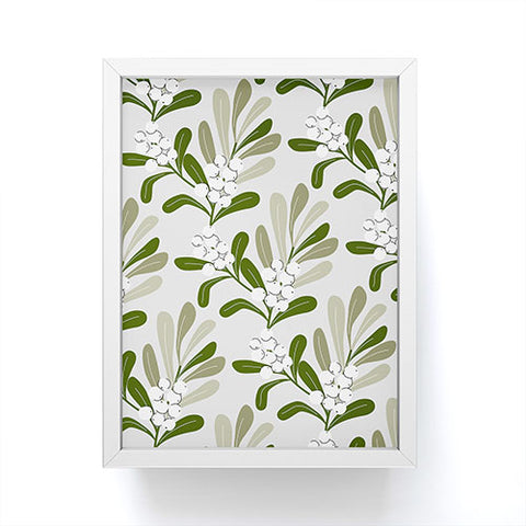 Anis Illustration Mistletoe Pattern Green Framed Mini Art Print