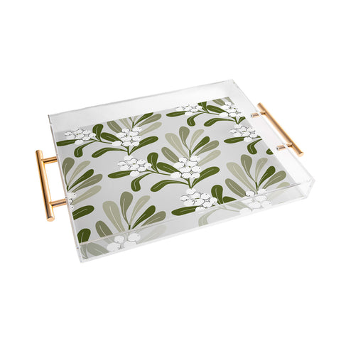 Anis Illustration Mistletoe Pattern Green Acrylic Tray