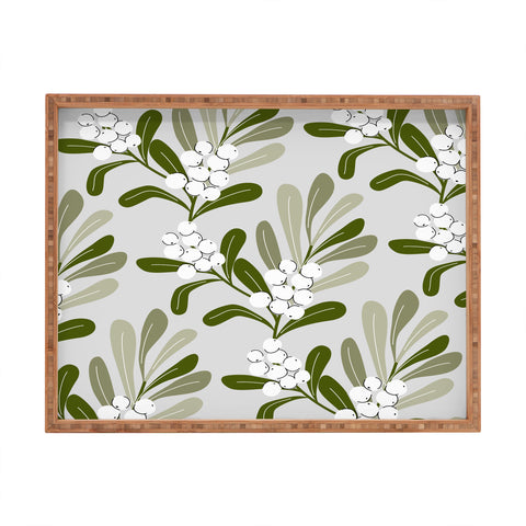 Anis Illustration Mistletoe Pattern Green Rectangular Tray