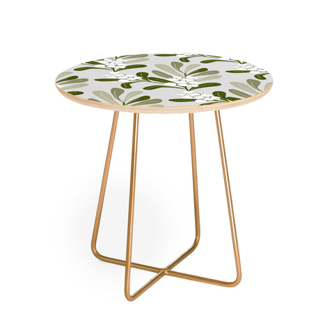 Anis Illustration Mistletoe Pattern Green Round Side Table