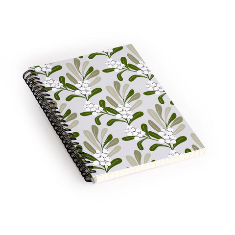 Anis Illustration Mistletoe Pattern Green Spiral Notebook