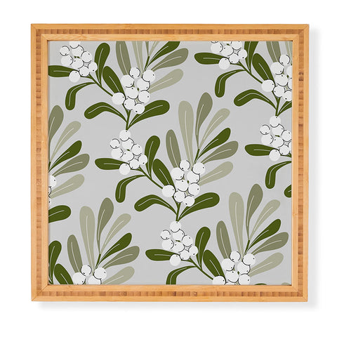 Anis Illustration Mistletoe Pattern Green Framed Wall Art