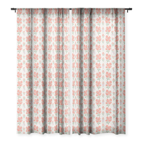 Anis Illustration Preppy Grandmillennial Cute Re Sheer Window Curtain