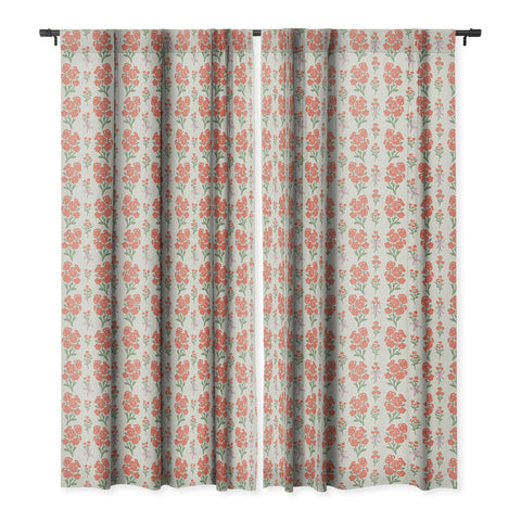Anis Illustration Preppy Grandmillennial Cute Red Blackout Window Curtain