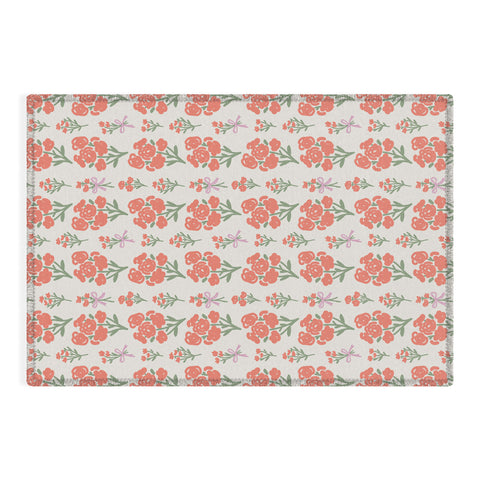 Anis Illustration Preppy Grandmillennial Cute Red Outdoor Rug