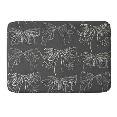 Anis Illustration Romantic Bows Gray Pattern Memory Foam Bath Mat