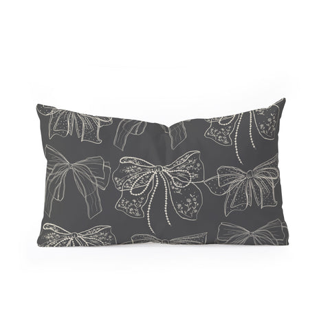 Anis Illustration Romantic Bows Gray Pattern Oblong Throw Pillow
