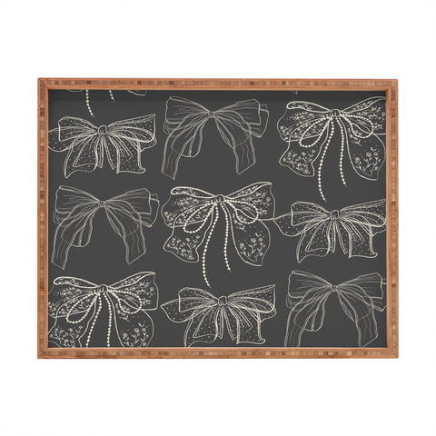 Anis Illustration Romantic Bows Gray Pattern Rectangular Tray