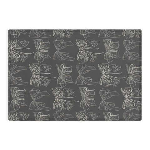 Anis Illustration Romantic Bows Gray Pattern Outdoor Rug