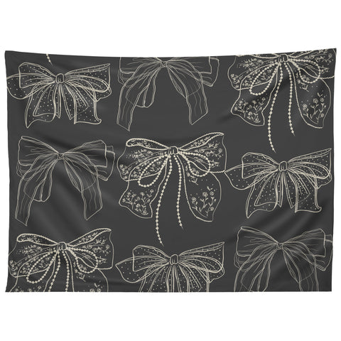 Anis Illustration Romantic Bows Gray Pattern Tapestry