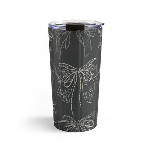 Anis Illustration Romantic Bows Gray Pattern Travel Mug