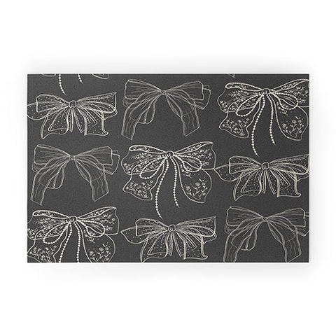 Anis Illustration Romantic Bows Gray Pattern Welcome Mat