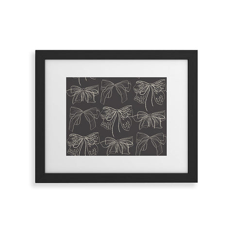 Anis Illustration Romantic Bows Gray Pattern Framed Art Print