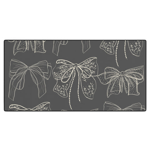 Anis Illustration Romantic Bows Gray Pattern Desk Mat
