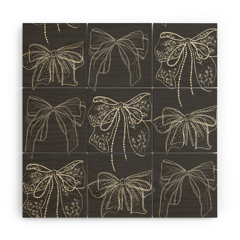 Anis Illustration Romantic Bows Gray Pattern Wood Wall Mural