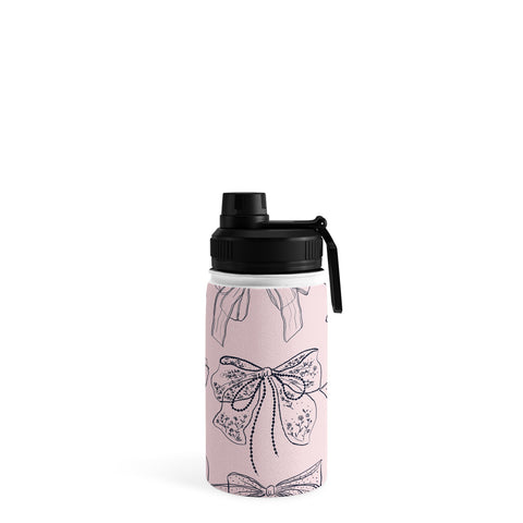 Anis Illustration Romantic Lace Bows Pink Pattern Water Bottle